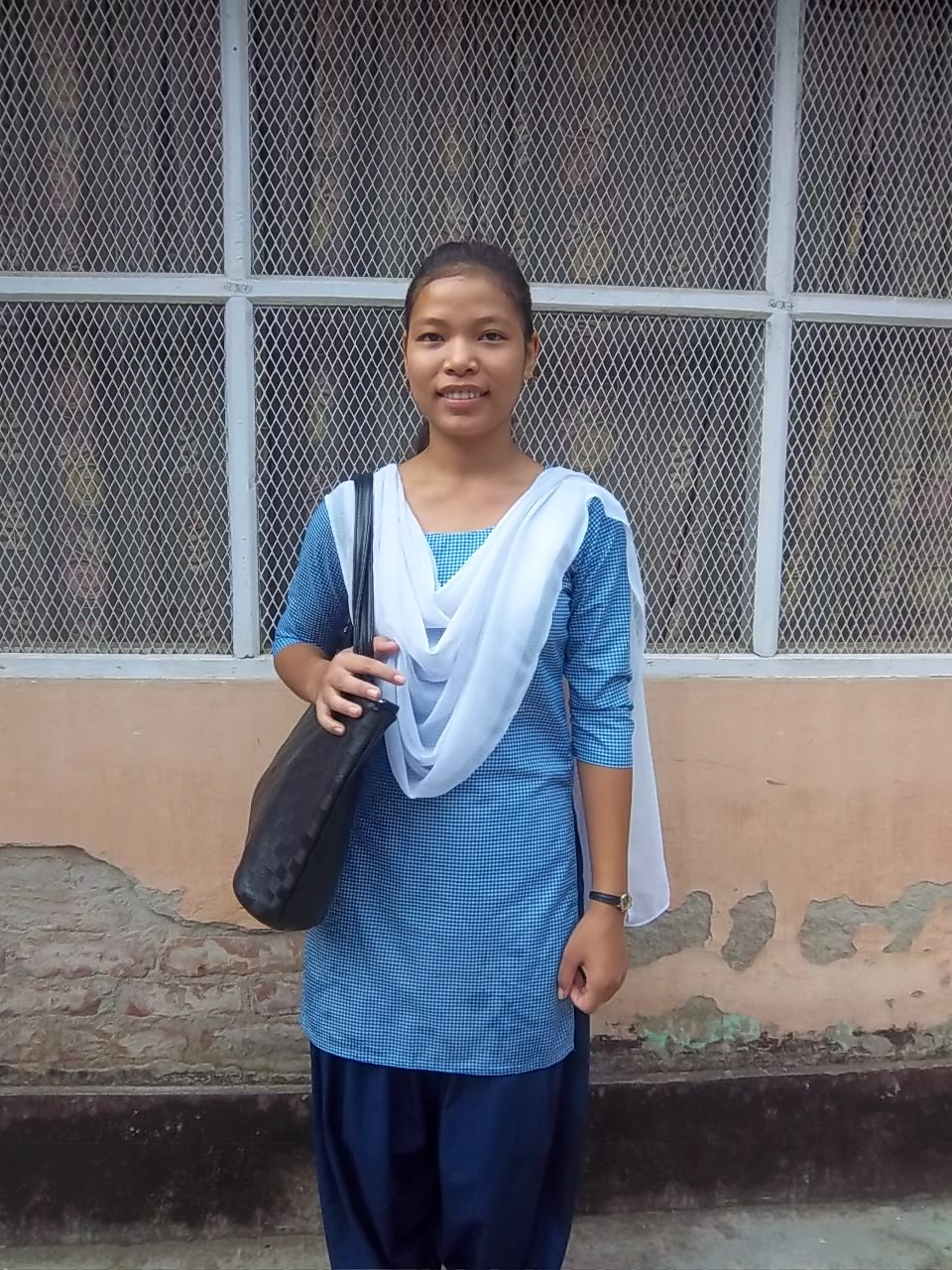 A Scholarship student on a college campus
